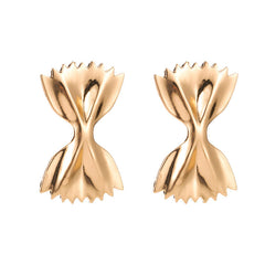 Bowtie-shaped metal stud earrings with glossy finish - Firasdy