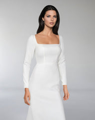 White wedding dress with back neckline and train - GOLINE