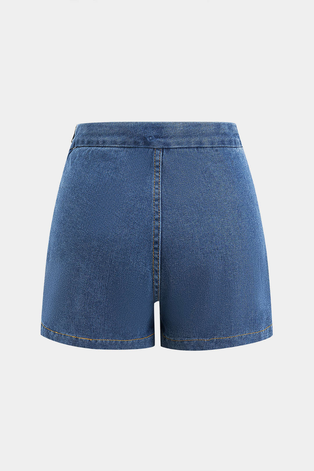 Denim Button Pocket Belted Tank Top And Shorts Set