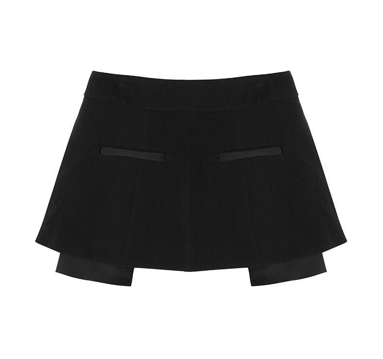 wide-leg tailored pants with layered peplum belt - Filokyho