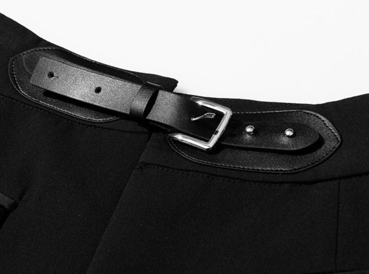 wide-leg tailored pants with layered peplum belt - Filokyho