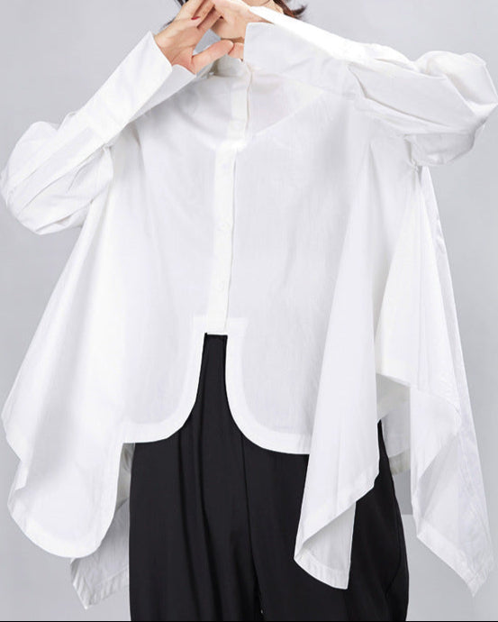 Loose fit button-up shirt with gathered sides - Avru