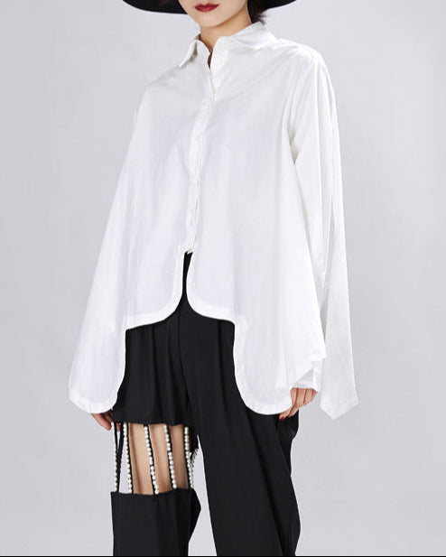 Loose fit button-up shirt with gathered sides - Avru