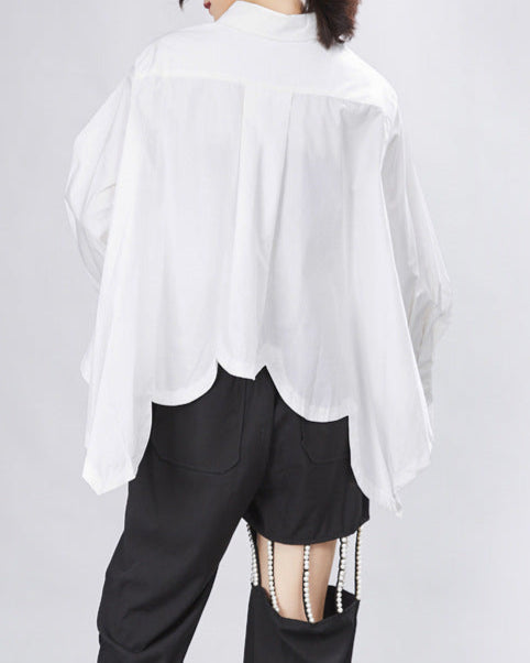 Loose fit button-up shirt with gathered sides - Avru