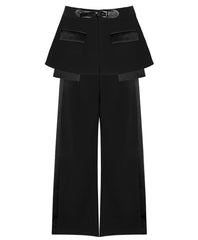 wide-leg tailored pants with layered peplum belt - Filokyho