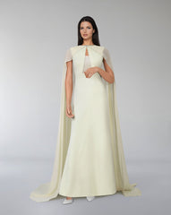 Geometrical beaded dress with see-through maxi cape - Dalie