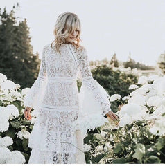 tiered lace gown with flared sleeves – Taarini