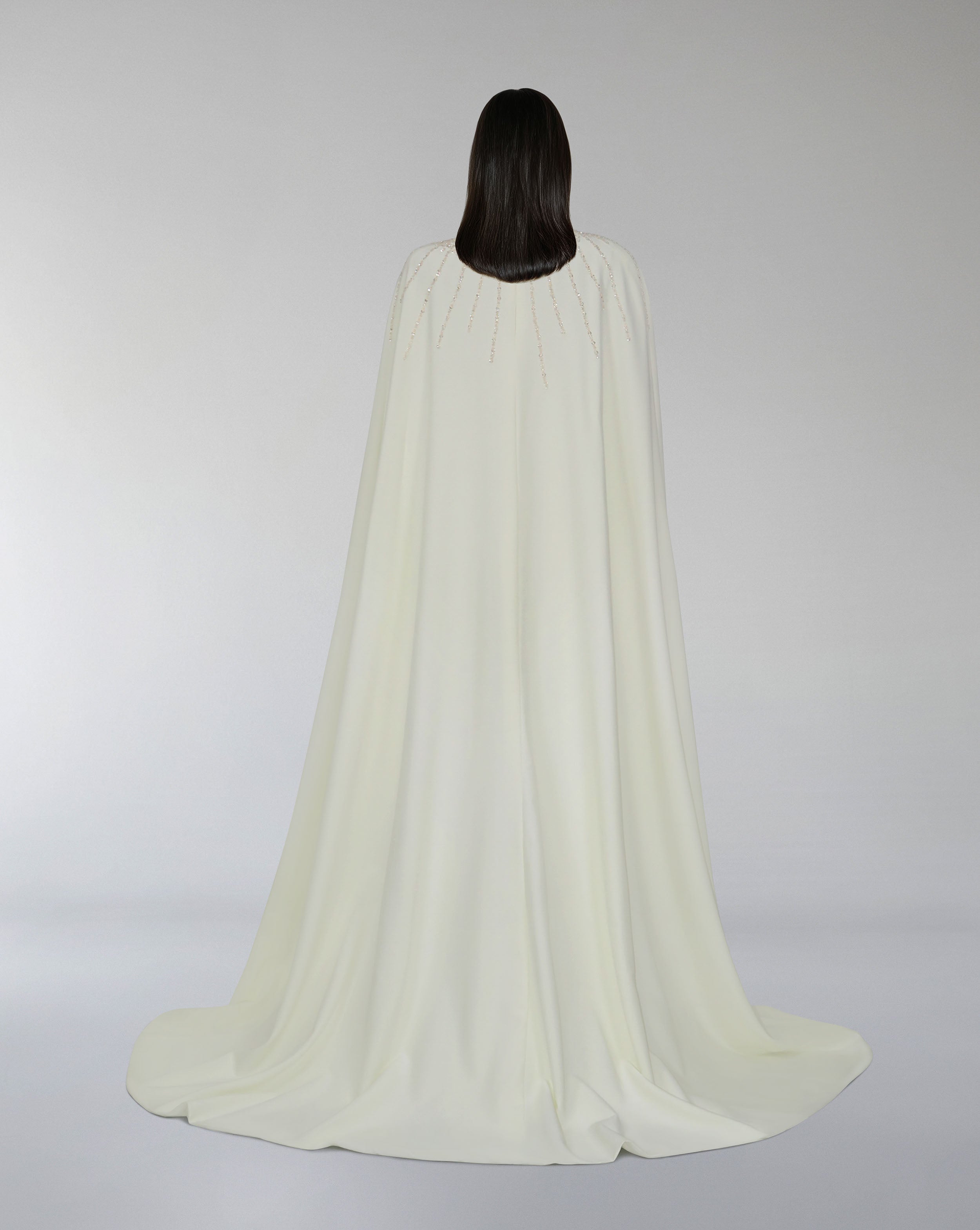 Sequined dress with halter neckline and maxi cape - ZIENA
