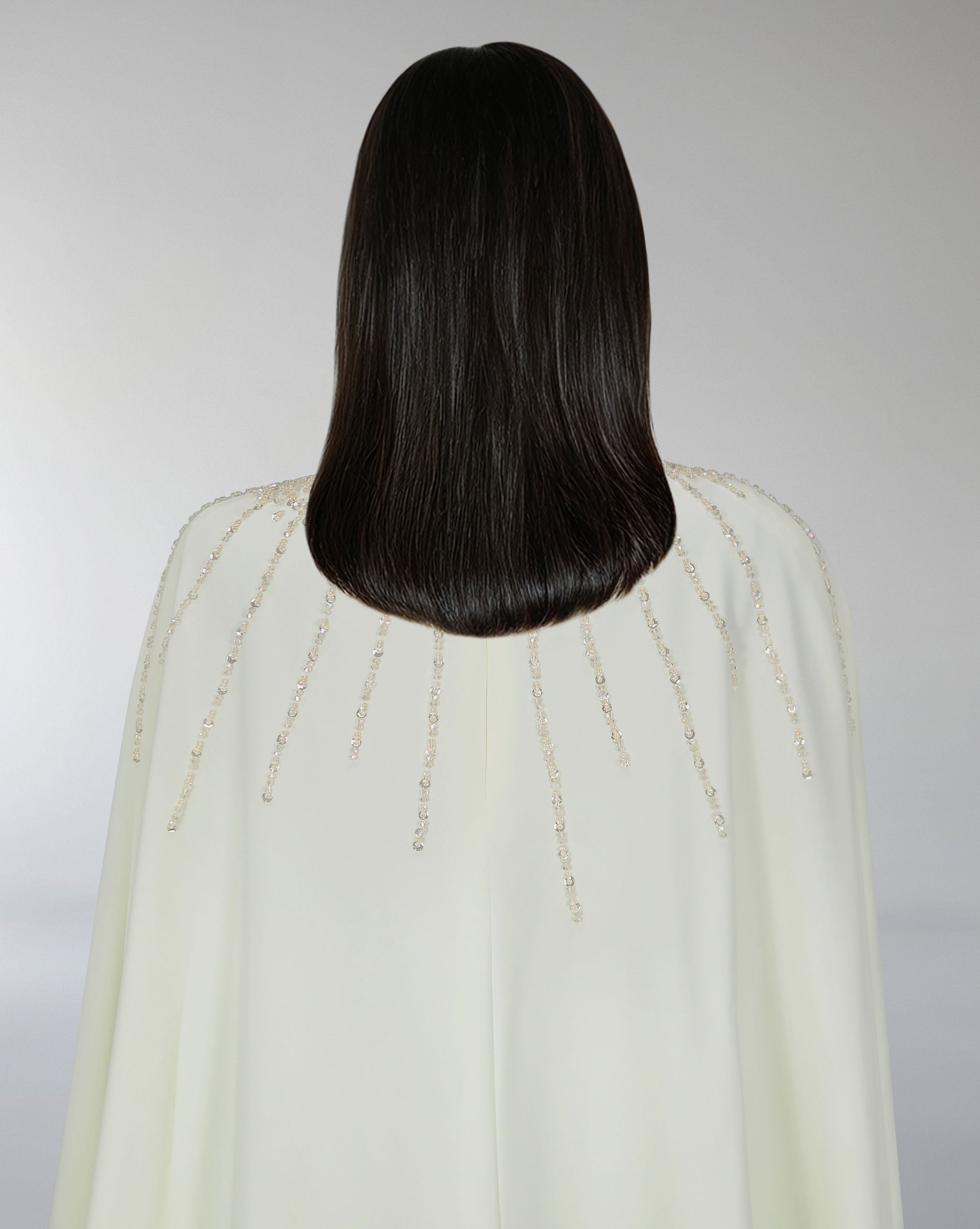 Sequined dress with halter neckline and maxi cape - ZIENA