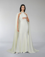 Sequined dress with halter neckline and maxi cape - ZIENA