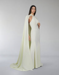 Sequined dress with halter neckline and maxi cape - ZIENA