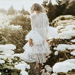 tiered lace gown with flared sleeves – Taarini