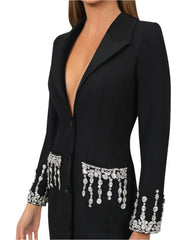 Tailored Blazer dress with beaded pockets/cuffs - MOLLEN