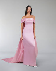 Strapless column dress with sequined maxi trains