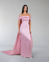 Strapless column dress with sequined maxi trains
