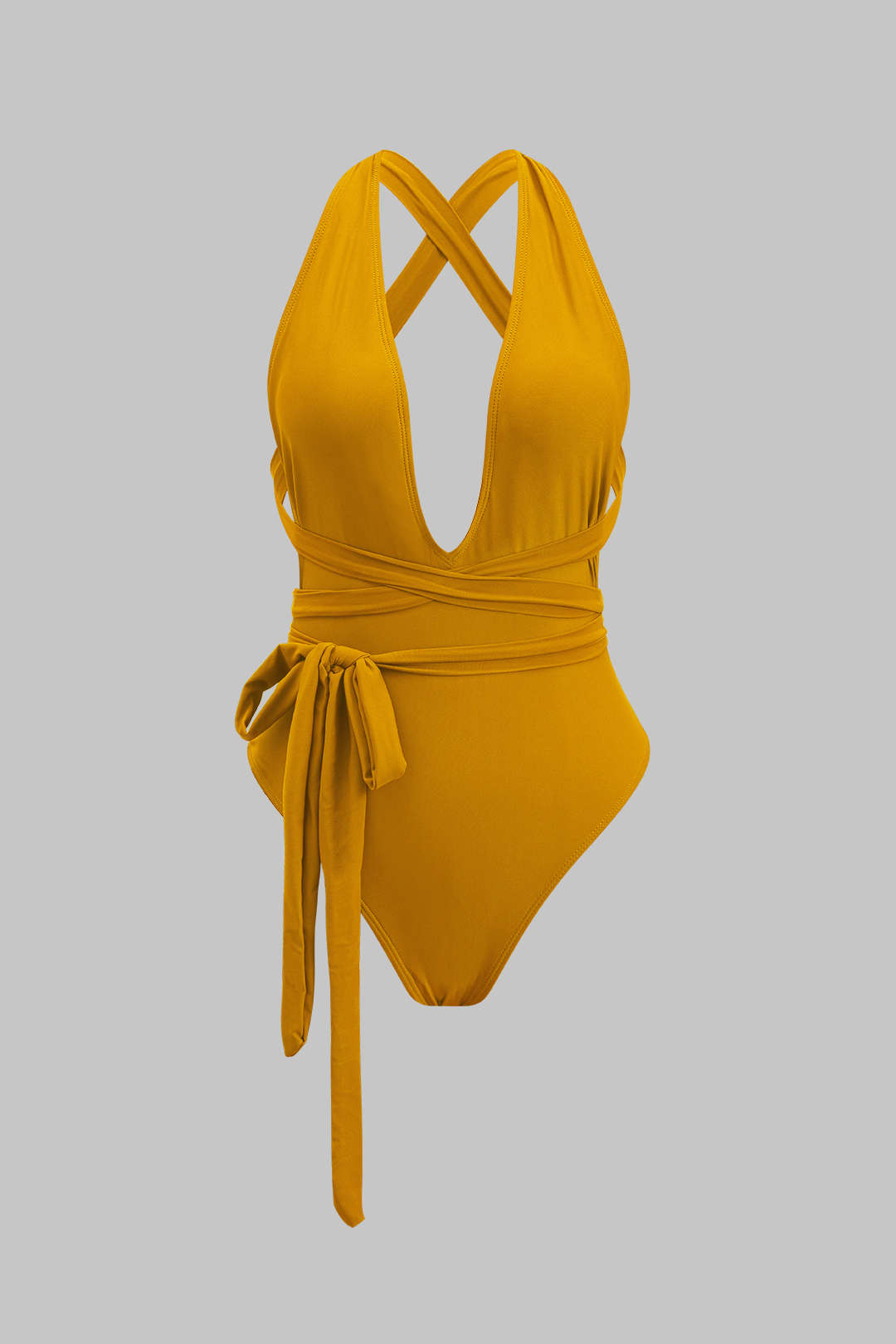 Tie Knot Crossed Backless One-Piece Swimsuit