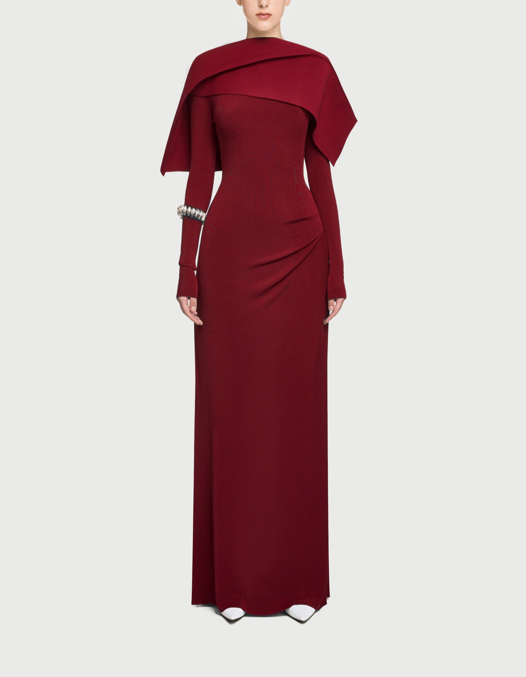 off-shoulder monochrome column gown – Sofaa