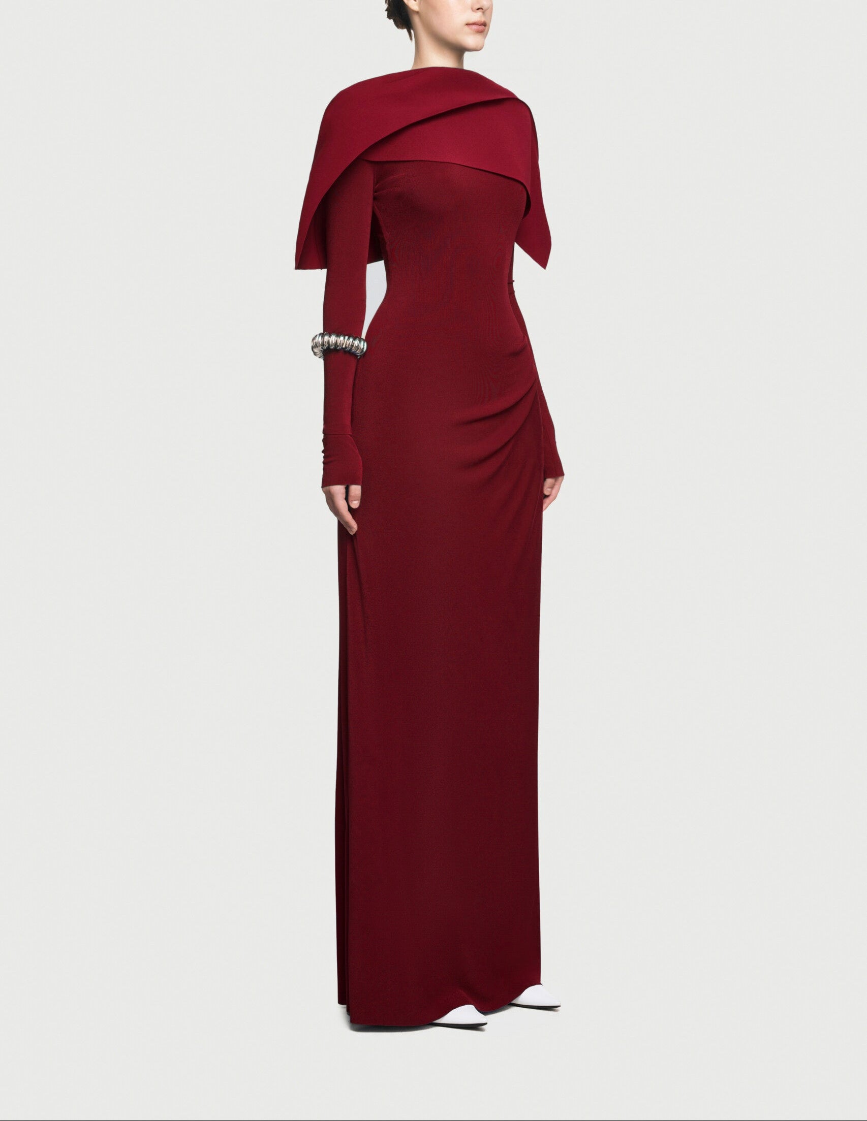 off-shoulder monochrome column gown – Sofaa