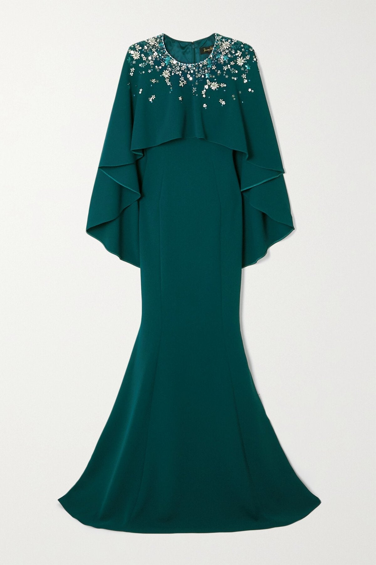 Embellished cape-sleeve gown – Lunas