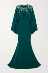 Embellished cape-sleeve gown – Lunas