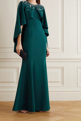 Embellished cape-sleeve gown – Lunas