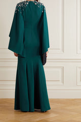 Embellished cape-sleeve gown – Lunas