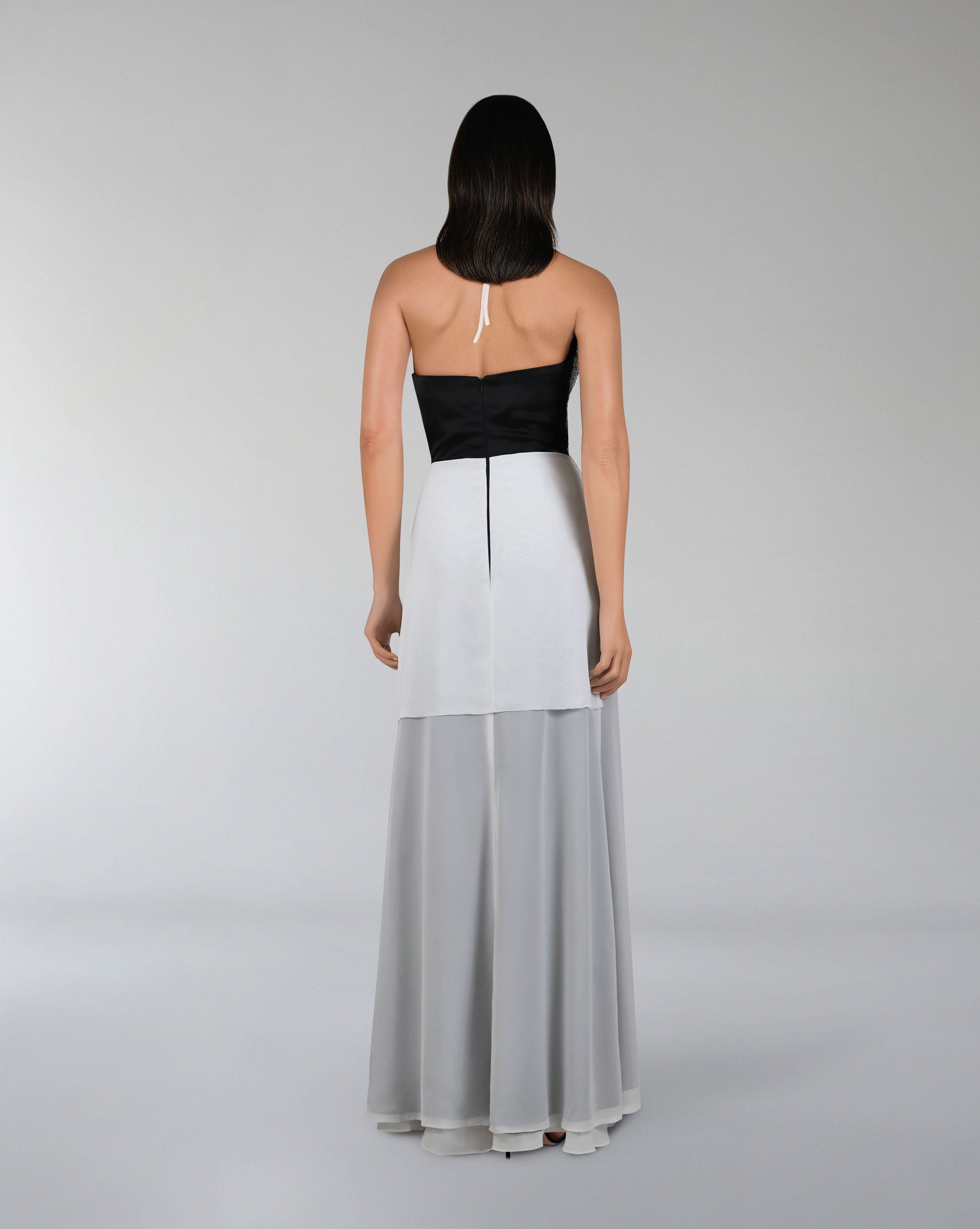 beaded dress with halter neckline and layered skirt-Reverie