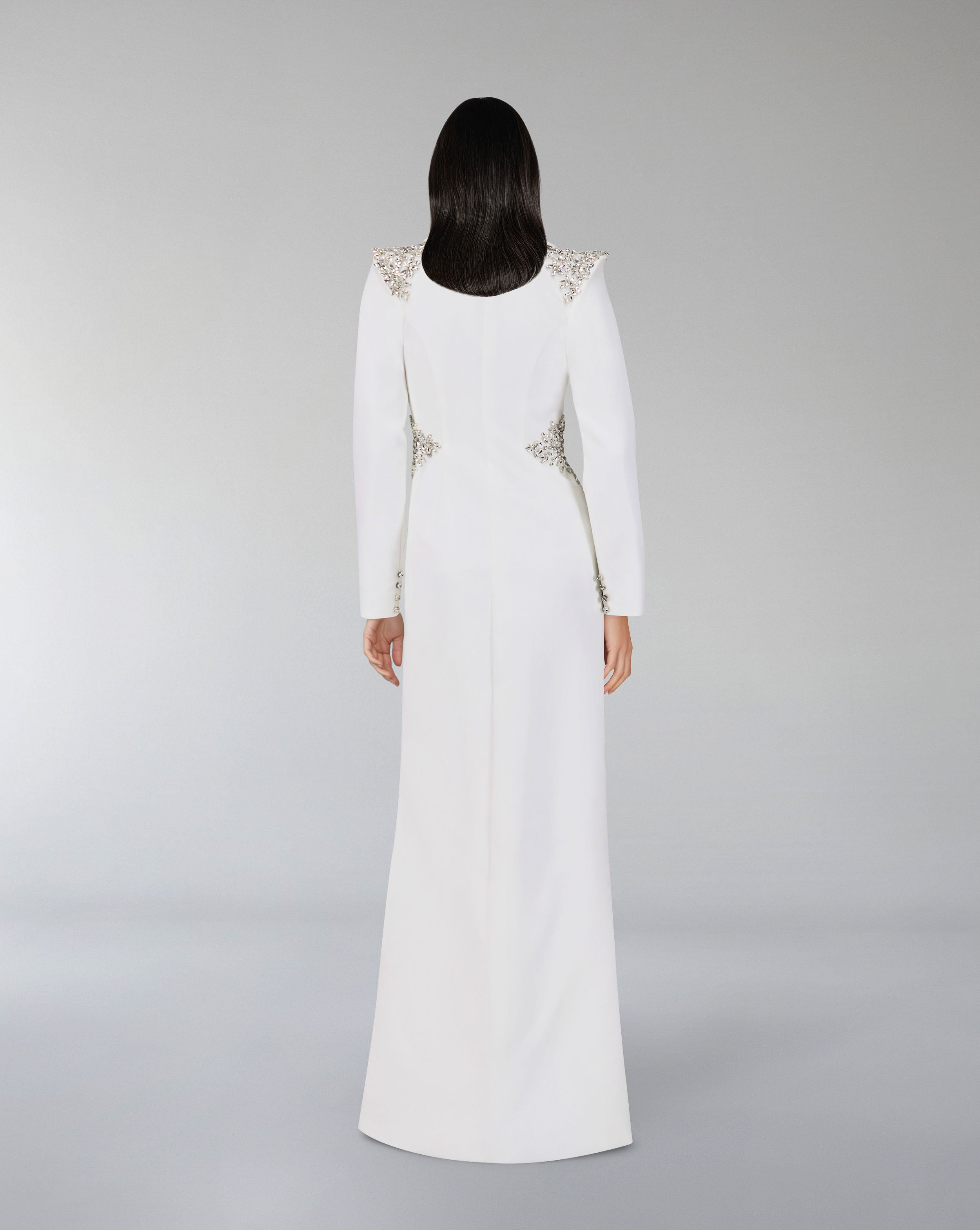 Beaded blazer dress with sharp shoulder-Sisley