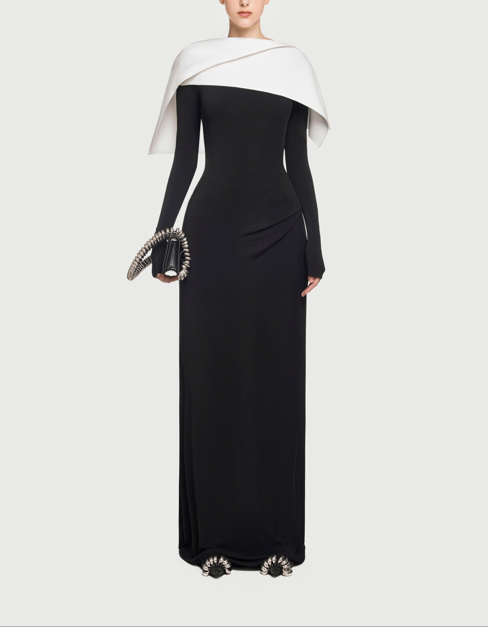 off-shoulder monochrome column gown – Sofaa