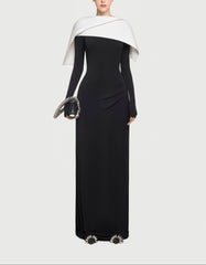 off-shoulder monochrome column gown – Sofaa