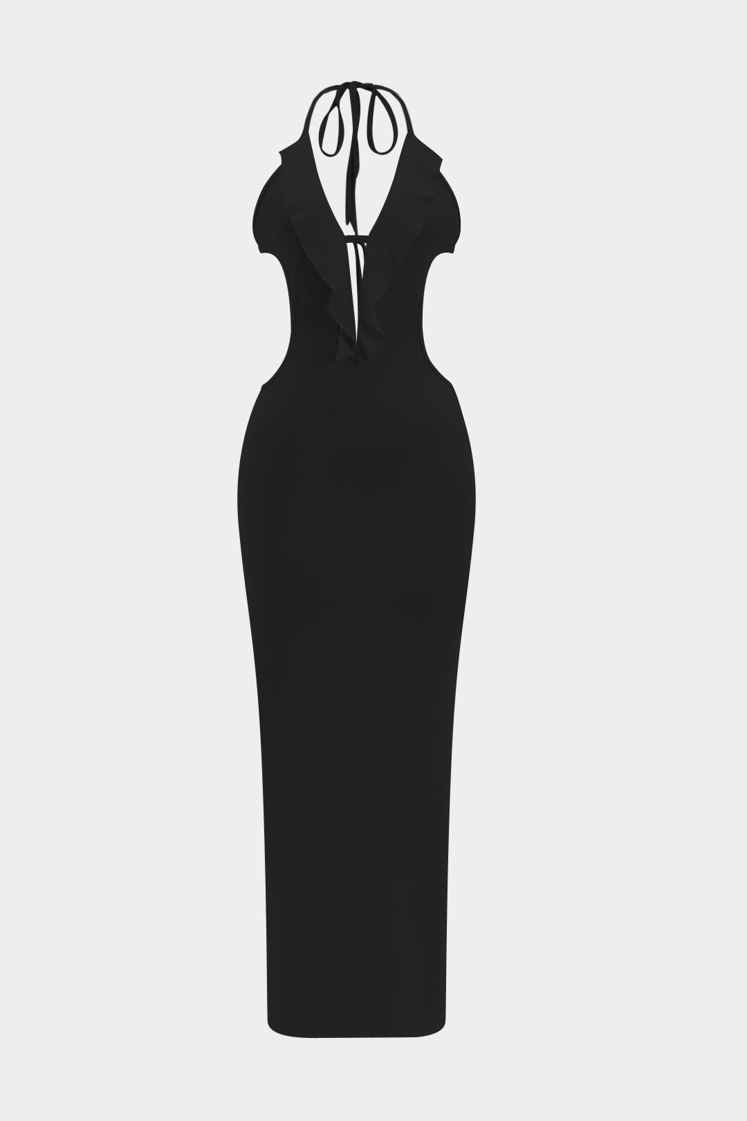 Ruffle Cut Out Tie Up Backless Maxi Dress
