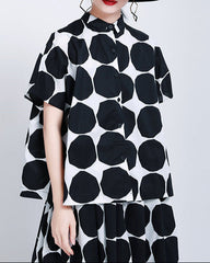 Short-sleeve button-down shirt with bold dots - Lidru