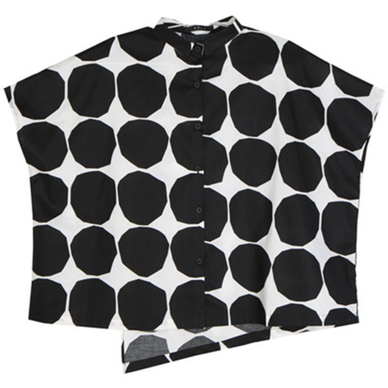 Short-sleeve button-down shirt with bold dots - Lidru