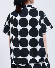 Short-sleeve button-down shirt with bold dots - Lidru