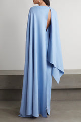 Draped cape-sleeve column gown – Nolmen