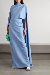 Draped cape-sleeve column gown – Nolmen