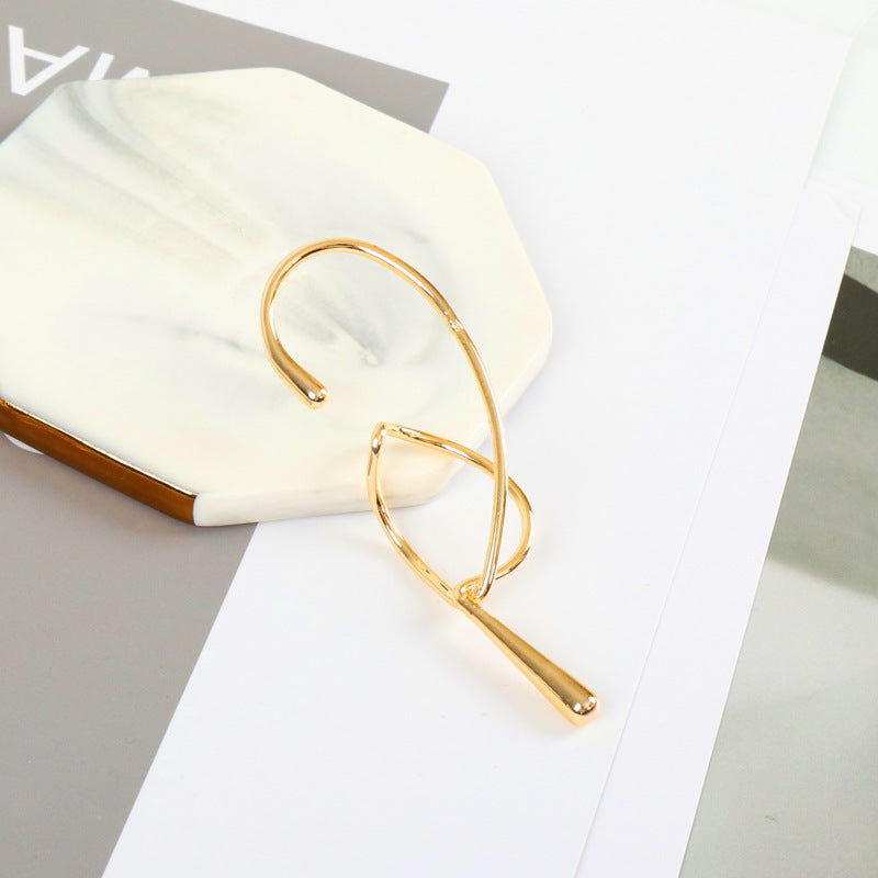 sculptural open-loop ear cuff with abstract teardrop tips – LYRIA