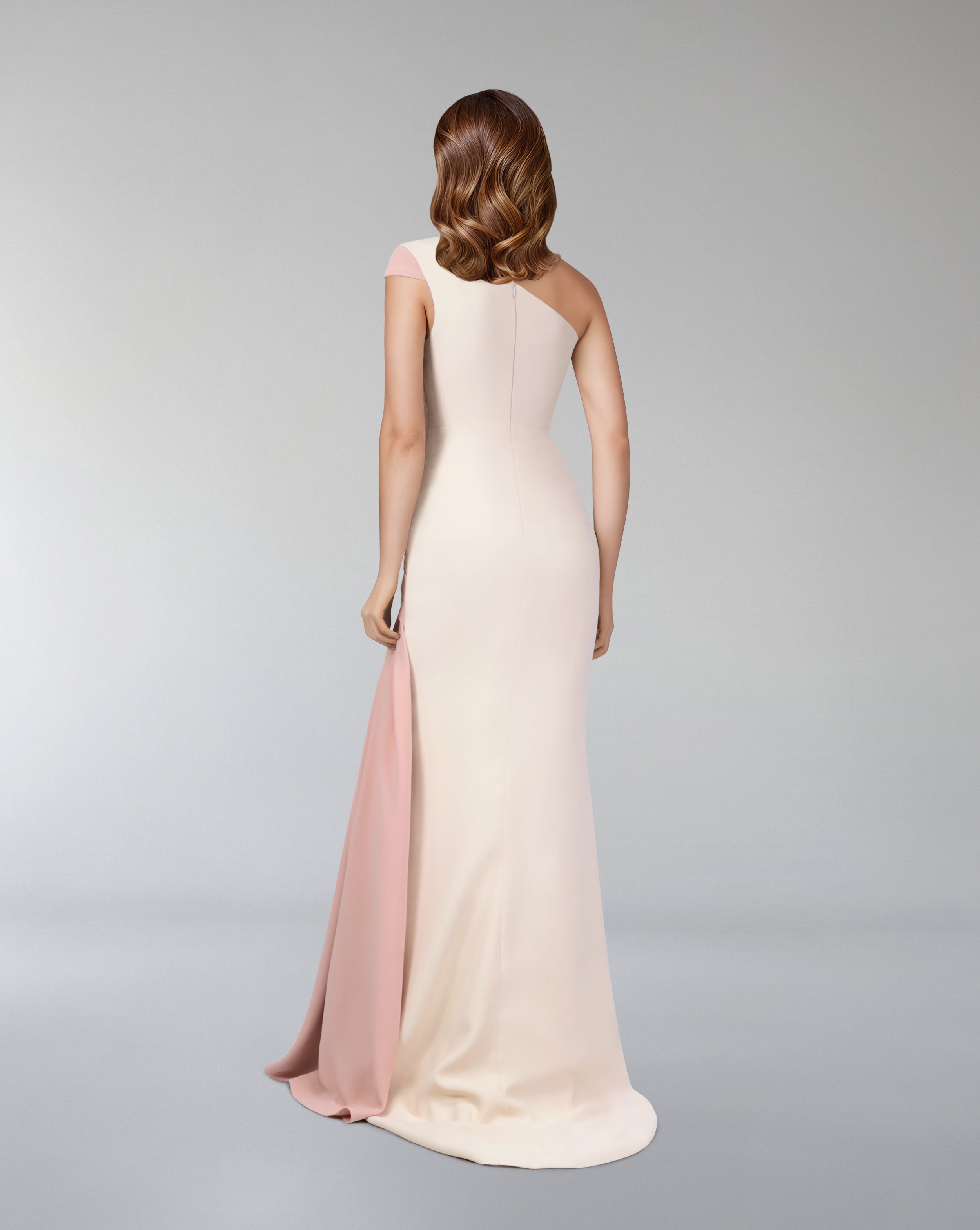 Bicolour draped dress with shoulder off-Kenley