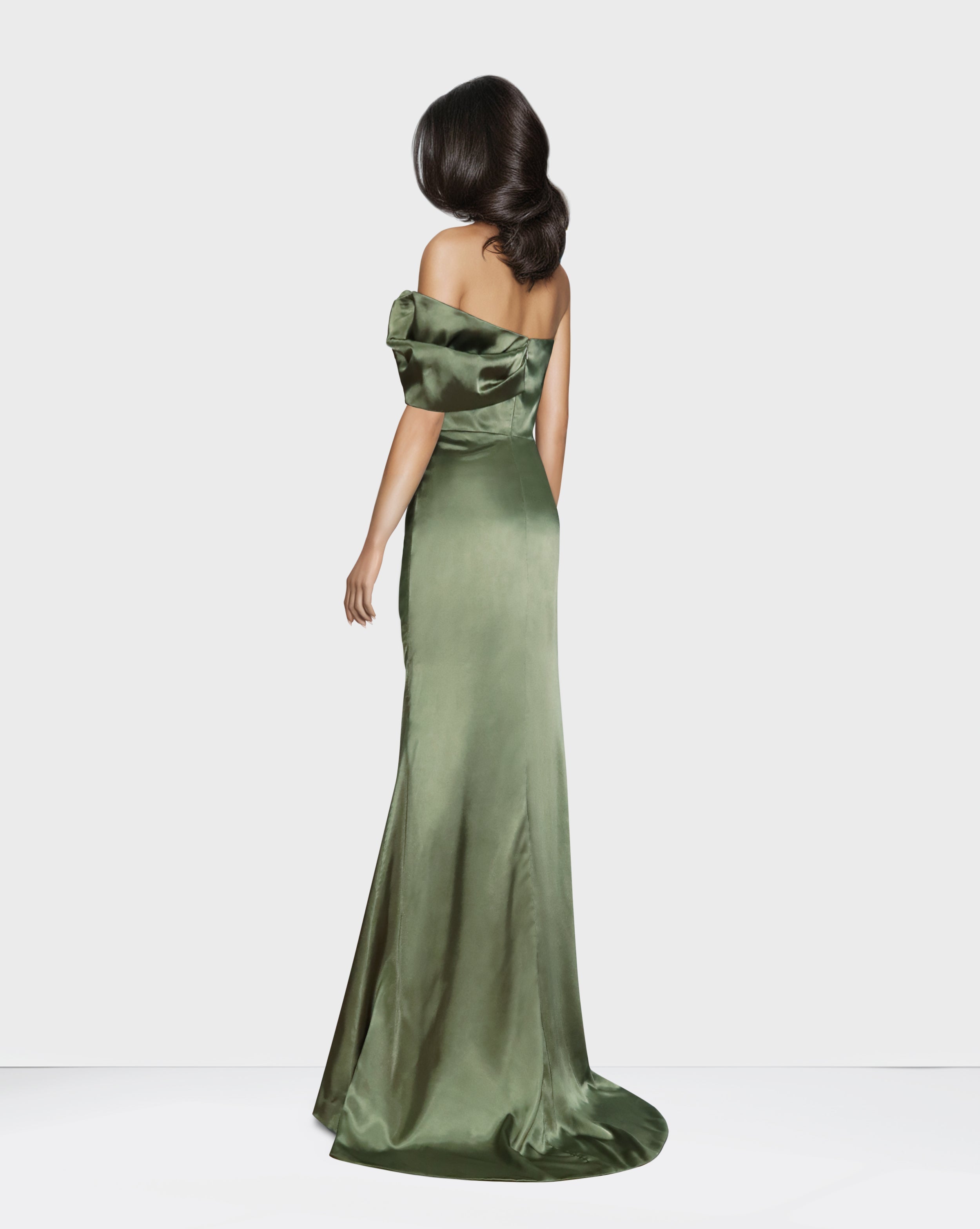 strapless satin dress with side slit -Nalien