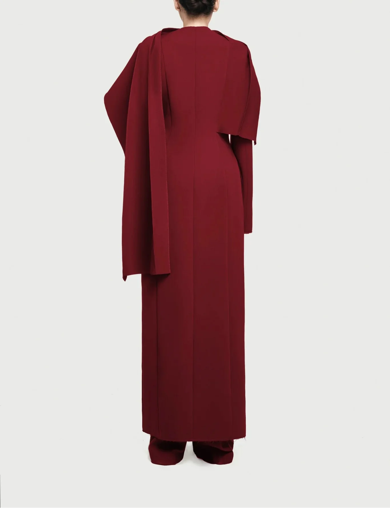 monochrome draped scarf coat dress – Goten