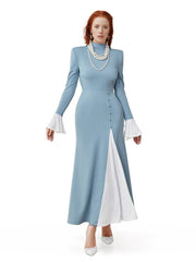 Two-tone gown with flared cuffs – Luran