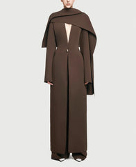 monochrome draped scarf coat dress – Goten