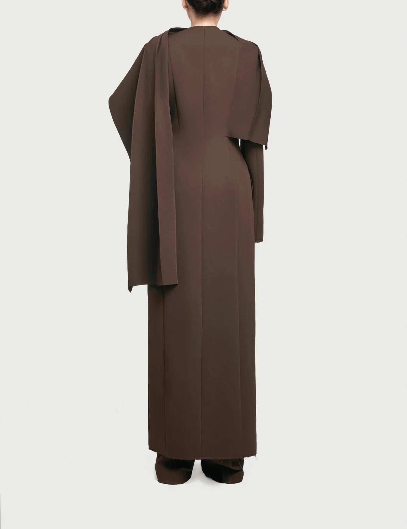 monochrome draped scarf coat dress – Goten