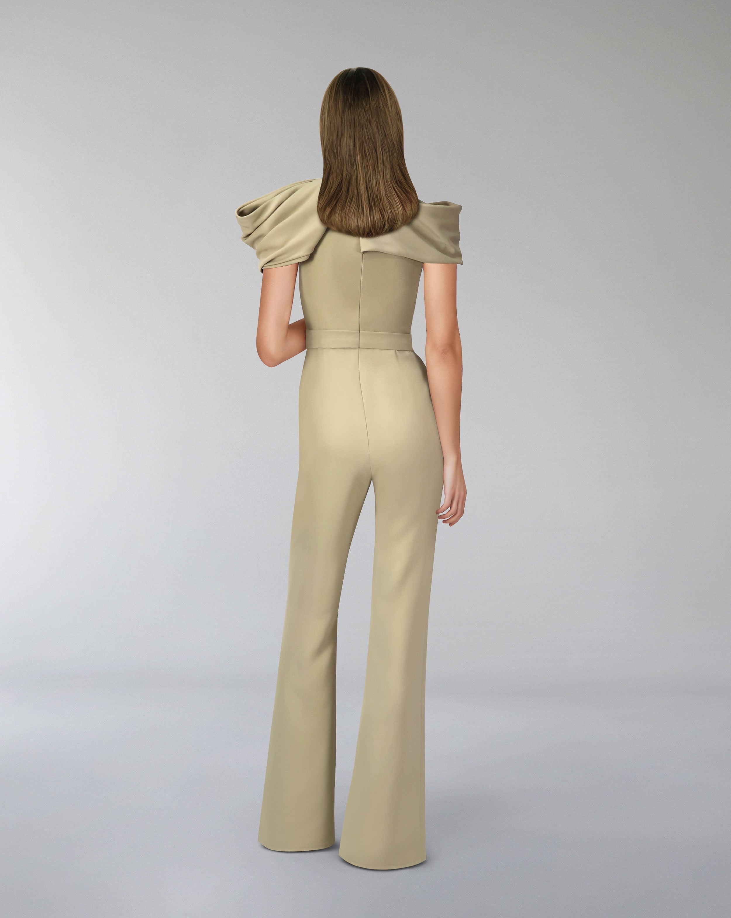 Draped neckline jumpsuit with waistband-Balsar