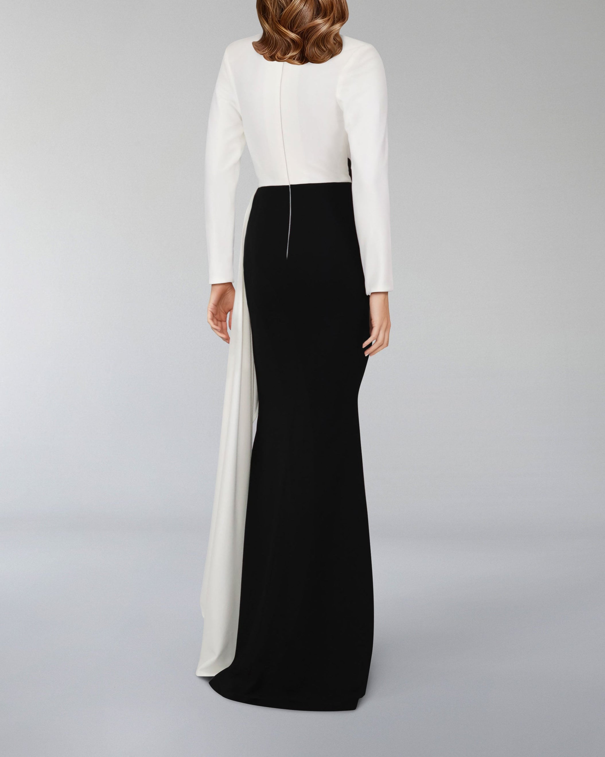 Draped V-neckline dress with ruffle-Juliah