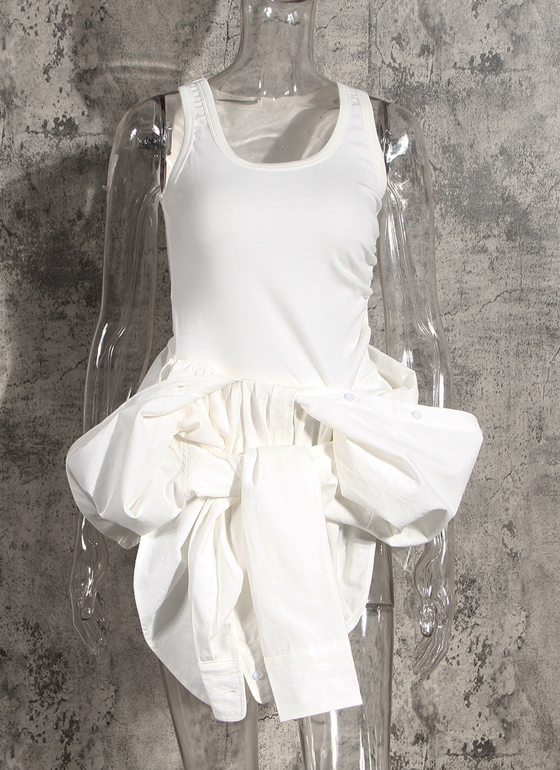 asymmetric shirt mini dress with draped twist – LUXA