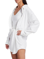 asymmetric shirt mini dress with draped twist – LUXA