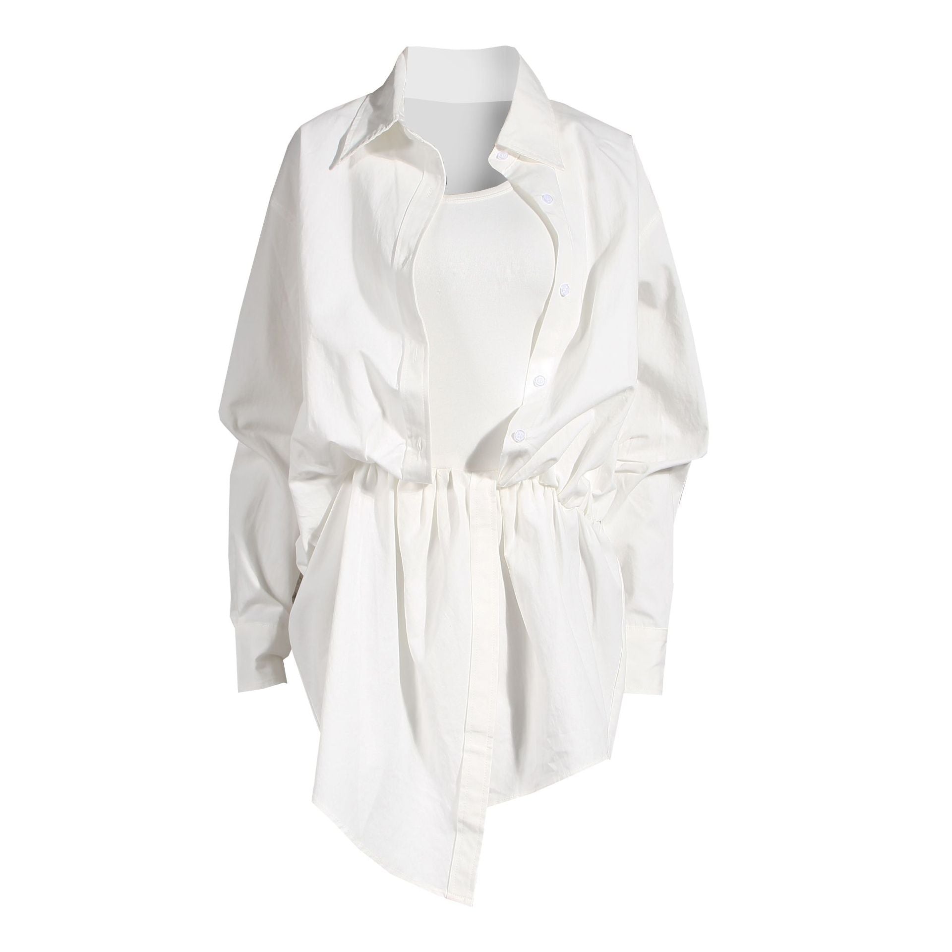 asymmetric shirt mini dress with draped twist – LUXA