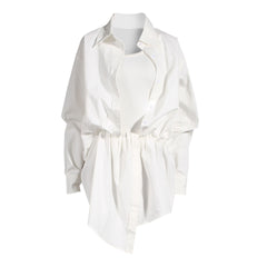 asymmetric shirt mini dress with draped twist – LUXA