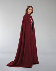 Hearted neckline dress with maxi cape-Sulaaf